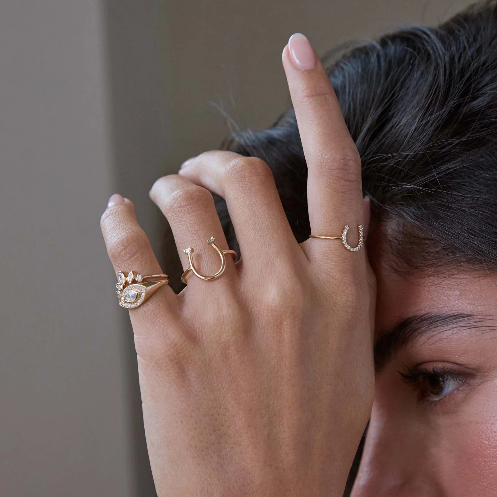14K PAVÉ DIAMOND HORSESHOE RING