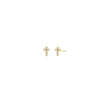 14K ITTY BITTY PAVÉ DIAMOND CROSS STUDS