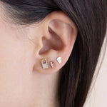 14K ITTY BITTY PAVÉ DIAMOND LIGHTNING BOLT STUD