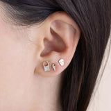 14K ITTY BITTY PAVÉ DIAMOND LIGHTNING BOLT STUD
