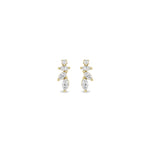 14k Marquise & Round Diamond Fan Drop Earrings