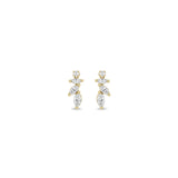 14k Marquise and Round Diamond Fan Drop Earrings