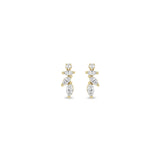 14k Marquise & Round Diamond Fan Drop Earrings