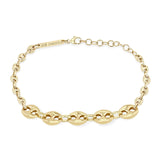 14k Mixed Small & Large Mariner Chain with Diamond Links Bracelet