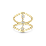 14k Mixed Bezel & Prong Diamond Pointed Band Ring