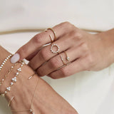 14k Yellow Gold Prong Diamond Circle Ring