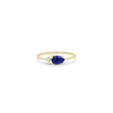 14k Pear Lapis & Prong Diamond Ring