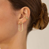 14k Gold Small Oval Snake Chain Hoop Earrings