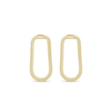 14k Gold Small Oval Snake Chain Hoop Earrings