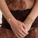 14k Prong Diamond Quad Station Linked Bar Bracelet