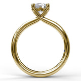 18K Yellow Gold Timeless Round Cut Solitaire Semi-Mount Engagement Ring