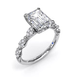 18K White Gold Modern Vintage Diamond Semi-Mount Engagement Ring