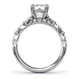 18K White Gold Modern Vintage Diamond Semi-Mount Engagement Ring