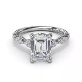 18K White Gold Modern Vintage Diamond Semi-Mount Engagement Ring