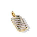 Sculpted Cable Tag in 18K Yellow Gold with Diamonds, 27mm