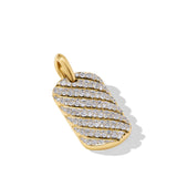 Sculpted Cable Tag in 18K Yellow Gold with Diamonds, 27mm