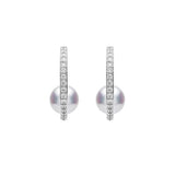 Diamond Hoop Pearl Earrings