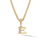Pavé Initial Pendant in 18K Yellow Gold with Diamond E