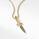 Waves Dagger Amulet in 18K Yellow Gold with Cognac Diamonds, 43.8mm