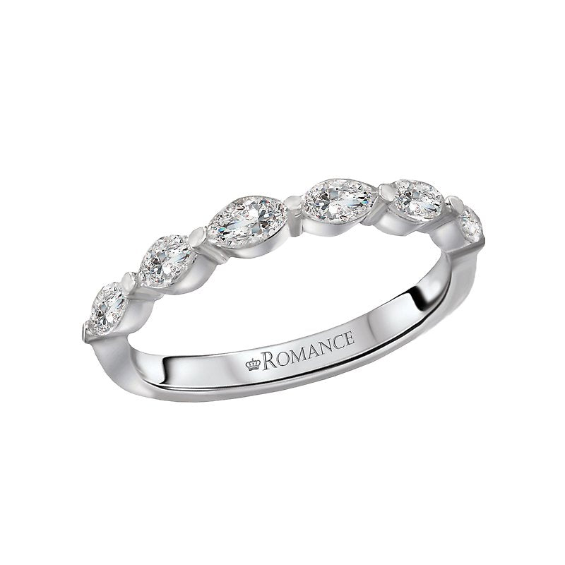 14K White Gold Marquise Diamond Wedding Band