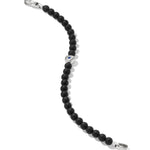 Spiritual Beads Evil Eye Bracelet in Sterling Silver with Black Onyx and Sapphire, 6mm