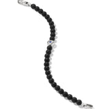 Spiritual Beads Evil Eye Bracelet in Sterling Silver with Black Onyx and Sapphire, 6mm