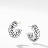 Sculpted Cable Shrimp Earrings in Sterling Silver, 20.5mm