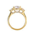 14K Yellow Gold 3-Stone Semi-Mount Diamond Engagement Ring