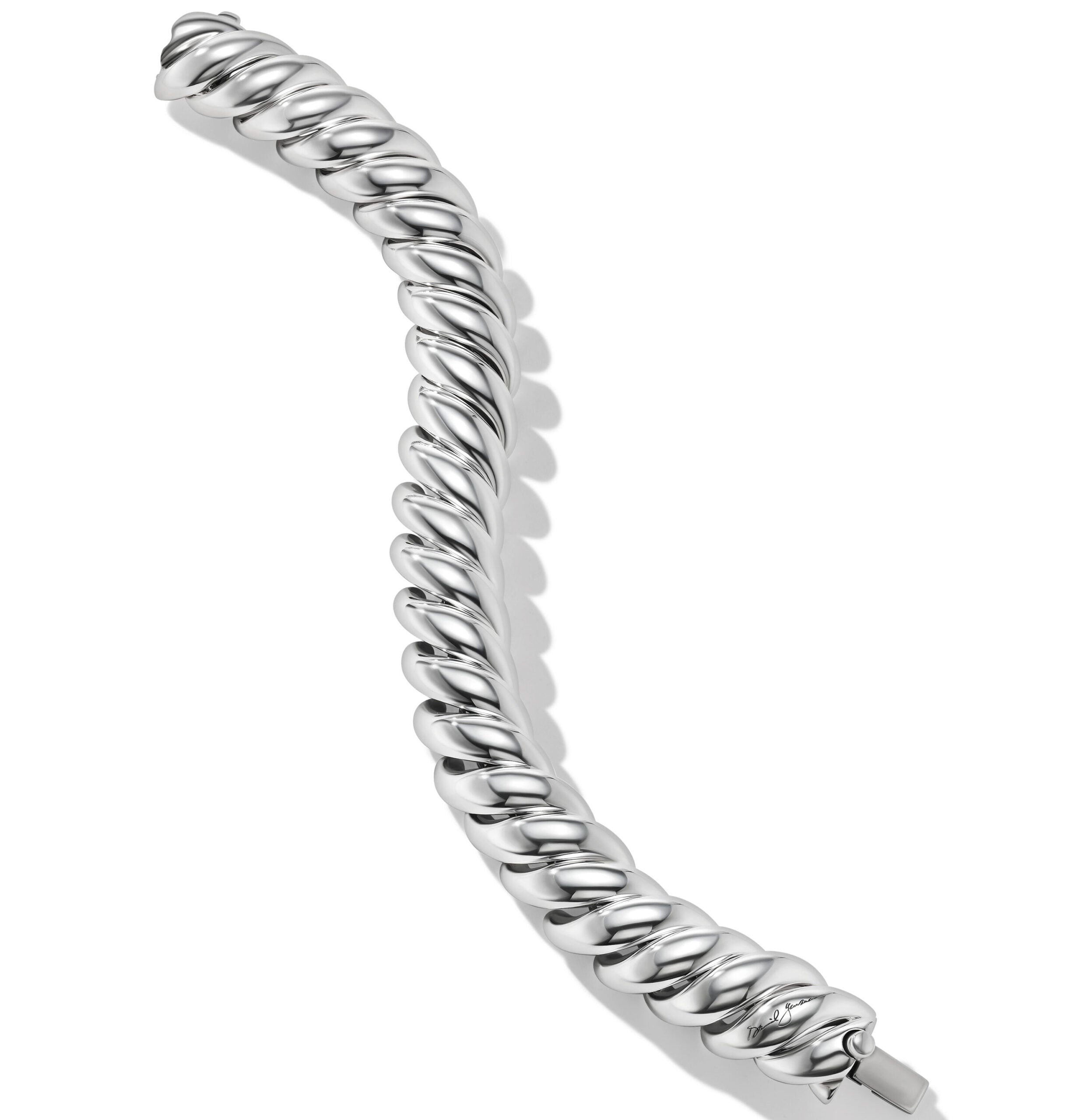 Sculpted Cable Bracelet in Sterling Silver, 14mm