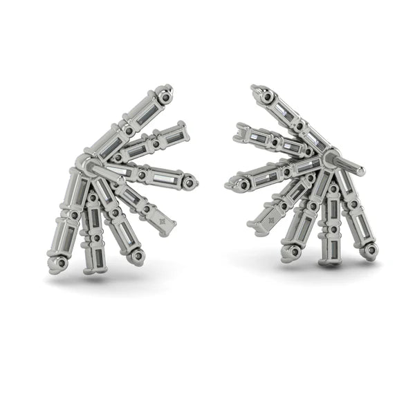 Karina Baguette Diamond Stud Earrings in 18K Yellow Gold