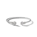 Starburst Cable Bracelet in Sterling Silver with Diamonds, 3.5mm