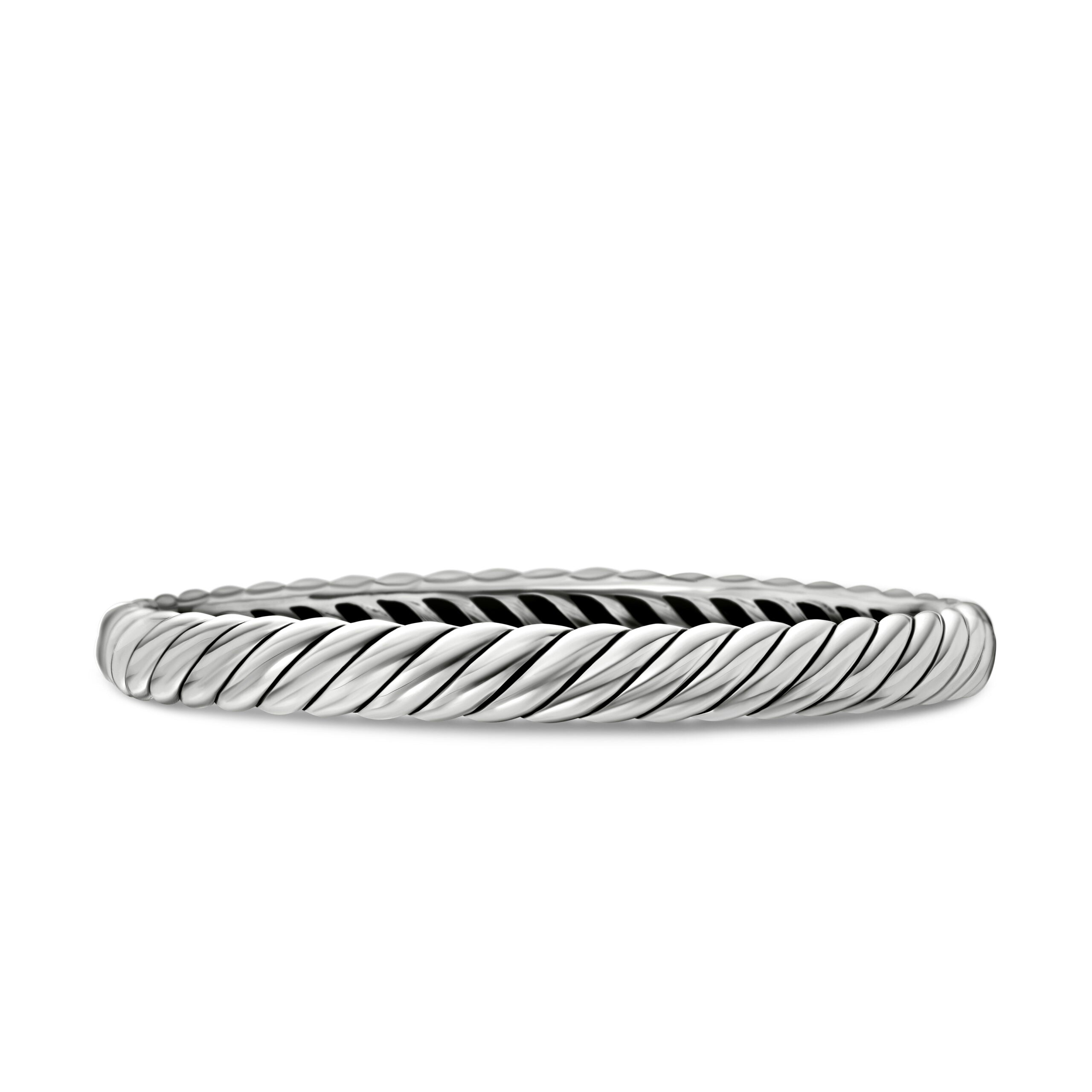 Sculpted Cable Bangle Bracelet in Sterling Silver, 7mm