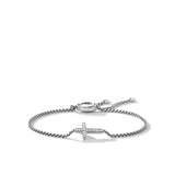 Petite Pavé Cross Chain Bracelet in Sterling Silver with Diamonds, 1.7mm