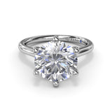 18K White Gold Six Prong Diamond Semi-Mount Engagement Ring
