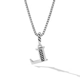 Pavé Initial Pendant Necklace in Sterling Silver with Diamond L