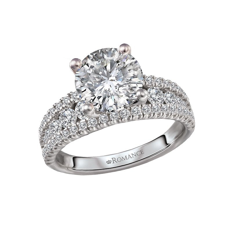 14K White Gold Split Row Semi-Mount Engagement Ring