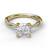 18K Yellow Gold Petite Diamond Twist Semi-Mount Engagement Ring