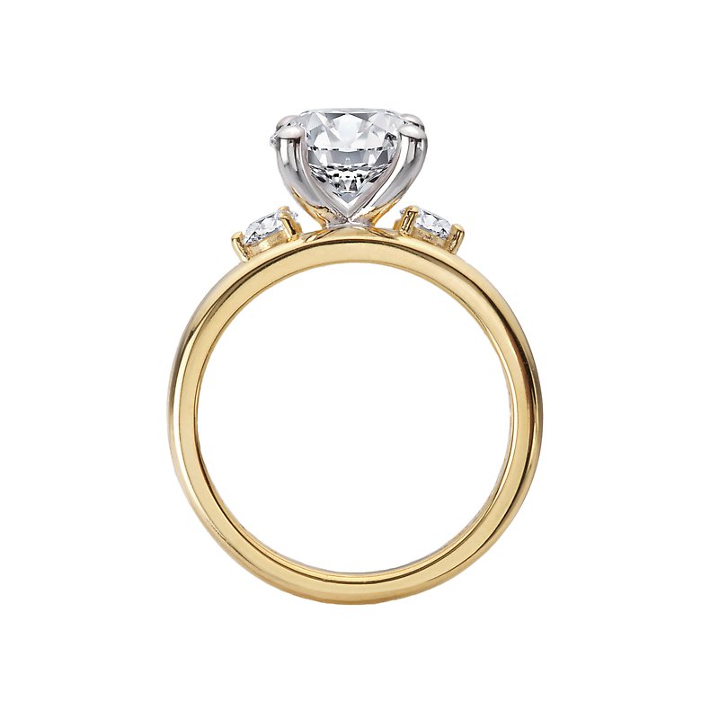 14K Yellow Gold Double-Domed Diamond Semi-Mount Engagement Ring