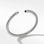 Classic Cable Bracelet in Sterling Silver with Black Onyx and Diamonds, 5mm