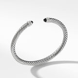 Classic Cable Bracelet in Sterling Silver with Black Onyx and Diamonds, 5mm
