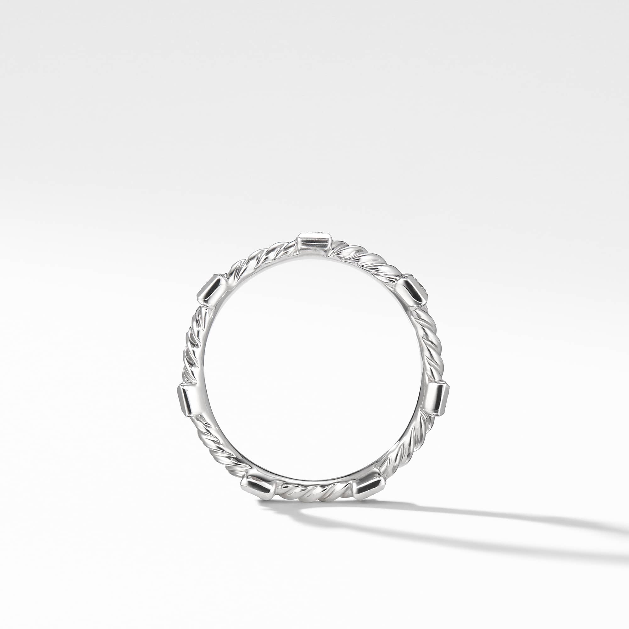 Cable Collectibles® Stations Stack Ring in 18K White Gold with Diamonds, 2mm