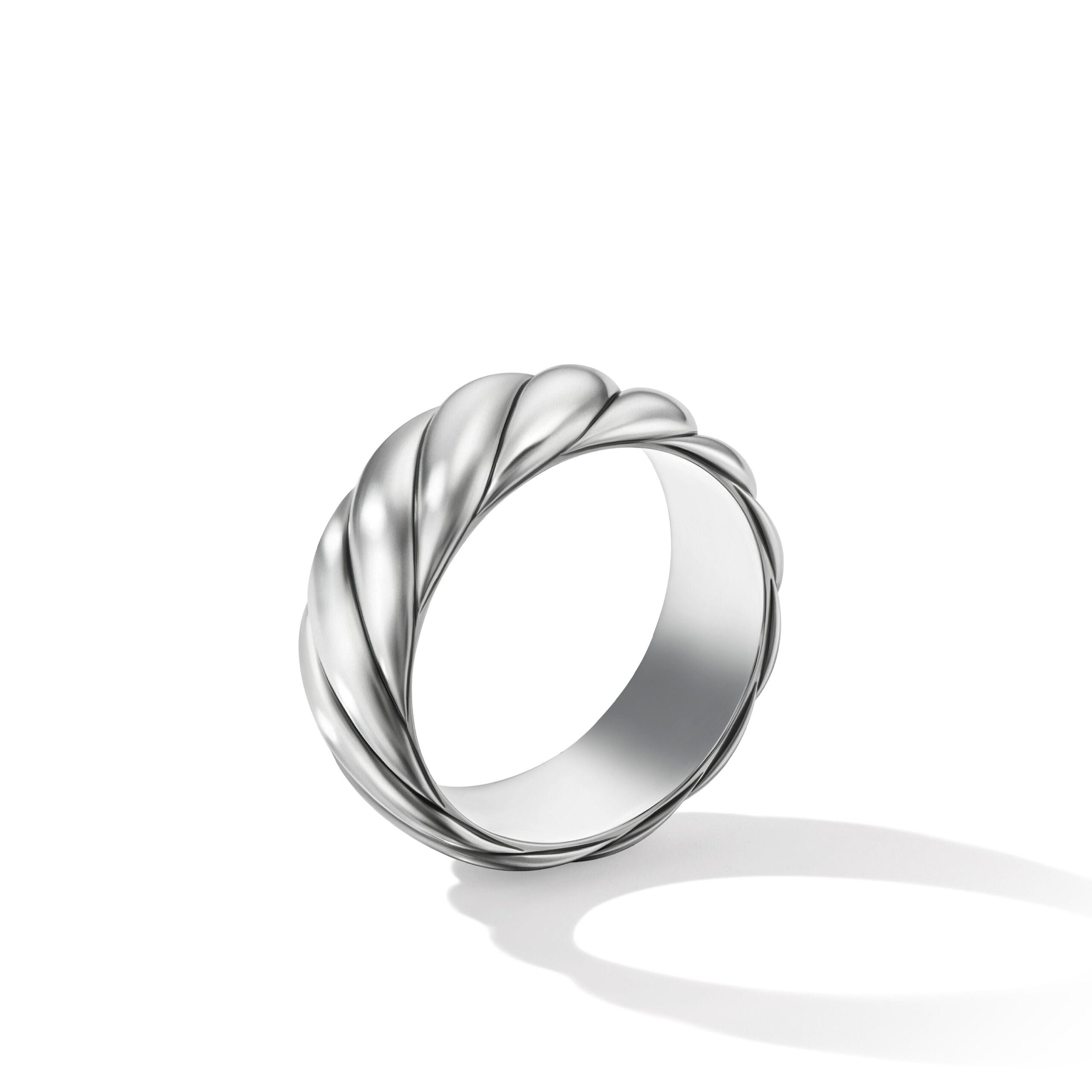 Sculpted Cable Contour Band Ring in Sterling Silver, 9mm
