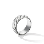 Sculpted Cable Contour Band Ring in Sterling Silver, 9mm