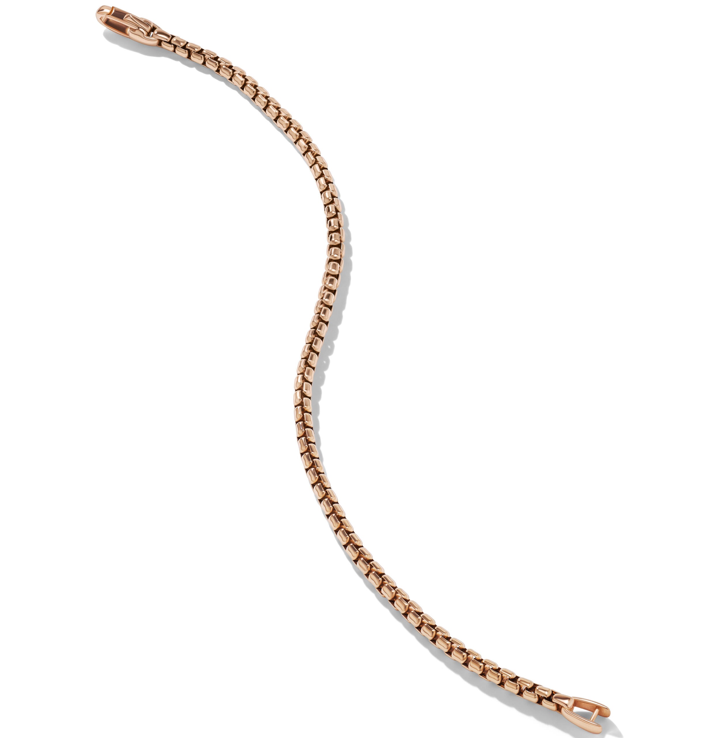 Box Chain Bracelet in 18K Rose Gold, 3.4mm
