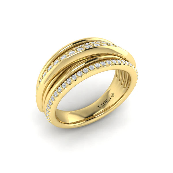 Aurelia Diamond Pavé Multi-Row Wrapped Ring in 18K Yellow Gold