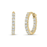 18K Yellow Gold Perfect Diamond Hoop Inside Outside Earrings Petite