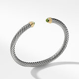 Classic Cable Bracelet in Sterling Silver with 14K Yellow Gold and Peridot, 5mm