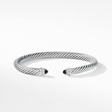 Classic Cable Bracelet in Sterling Silver with Black Onyx and Diamonds, 5mm