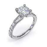 18K White Gold Tapered Baguette Diamond Semi-Mount Engagement Ring