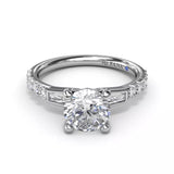 18K White Gold Tapered Baguette Diamond Semi-Mount Engagement Ring